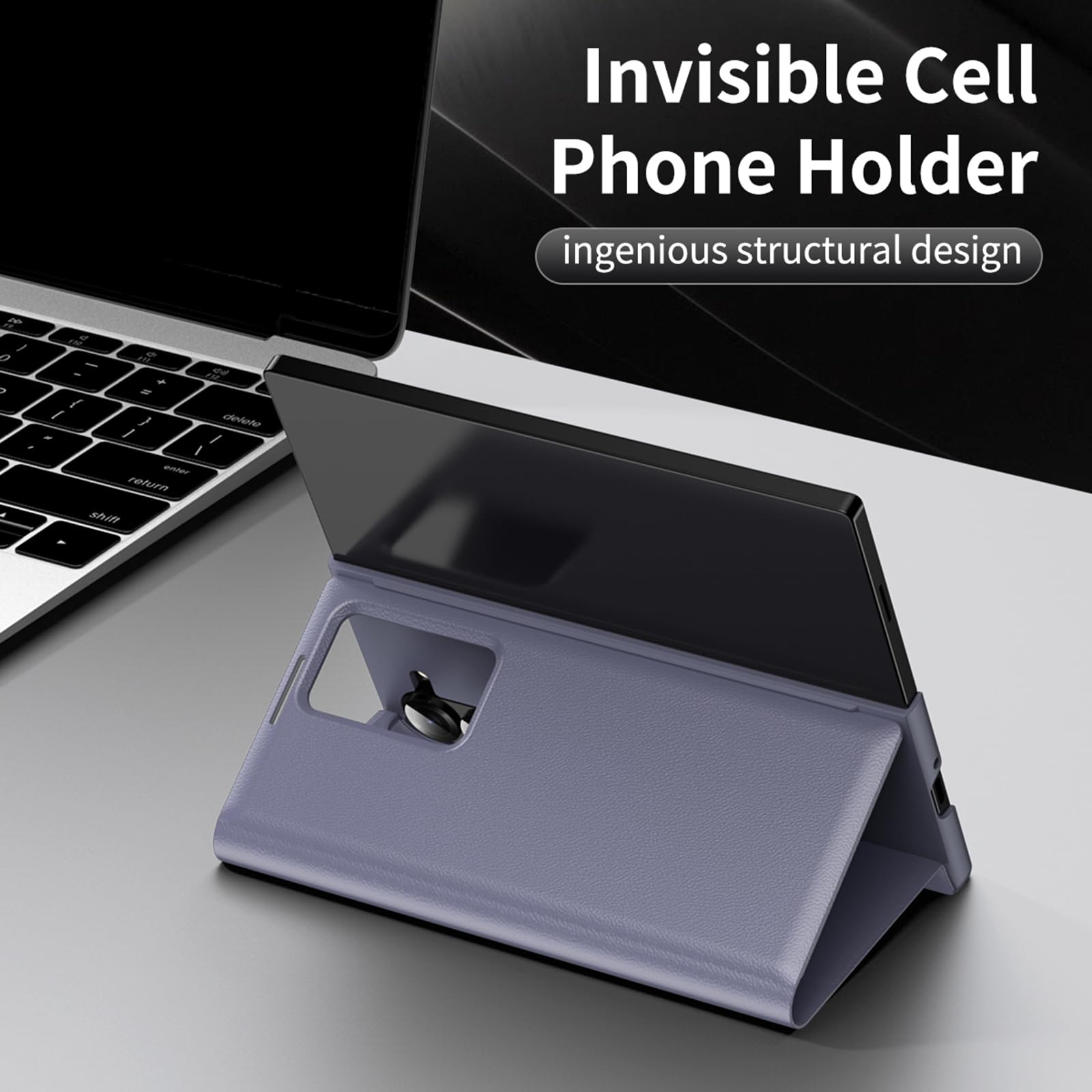 Ribaltabile Cover per Samsung Galaxy Z Fold 8 Ultra, Finestra Intelligente | Sottile Lusso Affari Pelle Custodia con Porta Carte e Funzione di Supporto Caso,Nero,Fold 8 Ultra