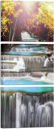 Artsbay Lienzo de cascada para pared, diseño de cascada pacífica, pinturas de paisaje, bosque y naturaleza, impresión sobre lienzo, obra de arte