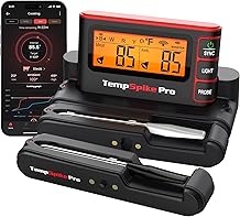 TempSpike Wireless Meat Thermometer Digital with App, WiFi & Bluetooth BBQ Grill Thermometer with High Precision, Waterproof & Heat-Resistant Probes, Rechargeable Base with Display for BBQ Smoker Oven
