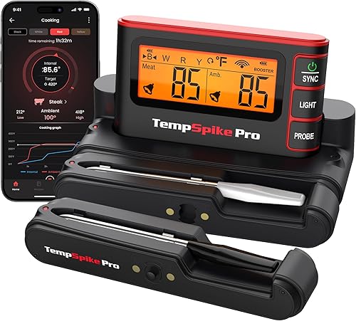 TempSpike Wireless Meat Thermometer Digital with App, WiFi & Bluetooth BBQ Grill Thermometer with High Precision, Waterproof & Heat-Resistant Probes...