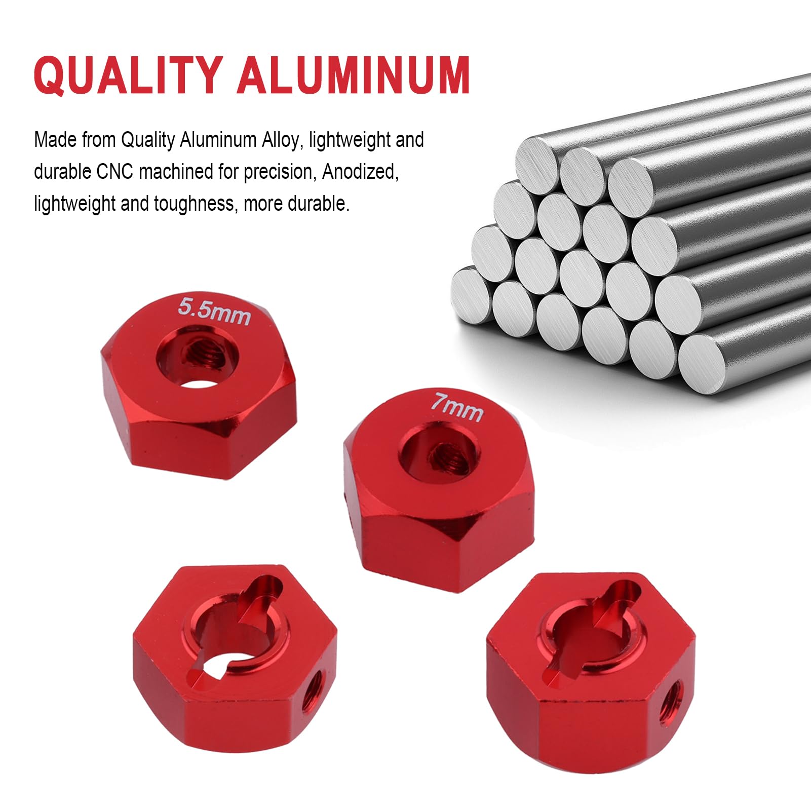 Amazon.com: Hobbypark Aluminum 12mm Hex Wheel Hubs for Traxxas 1