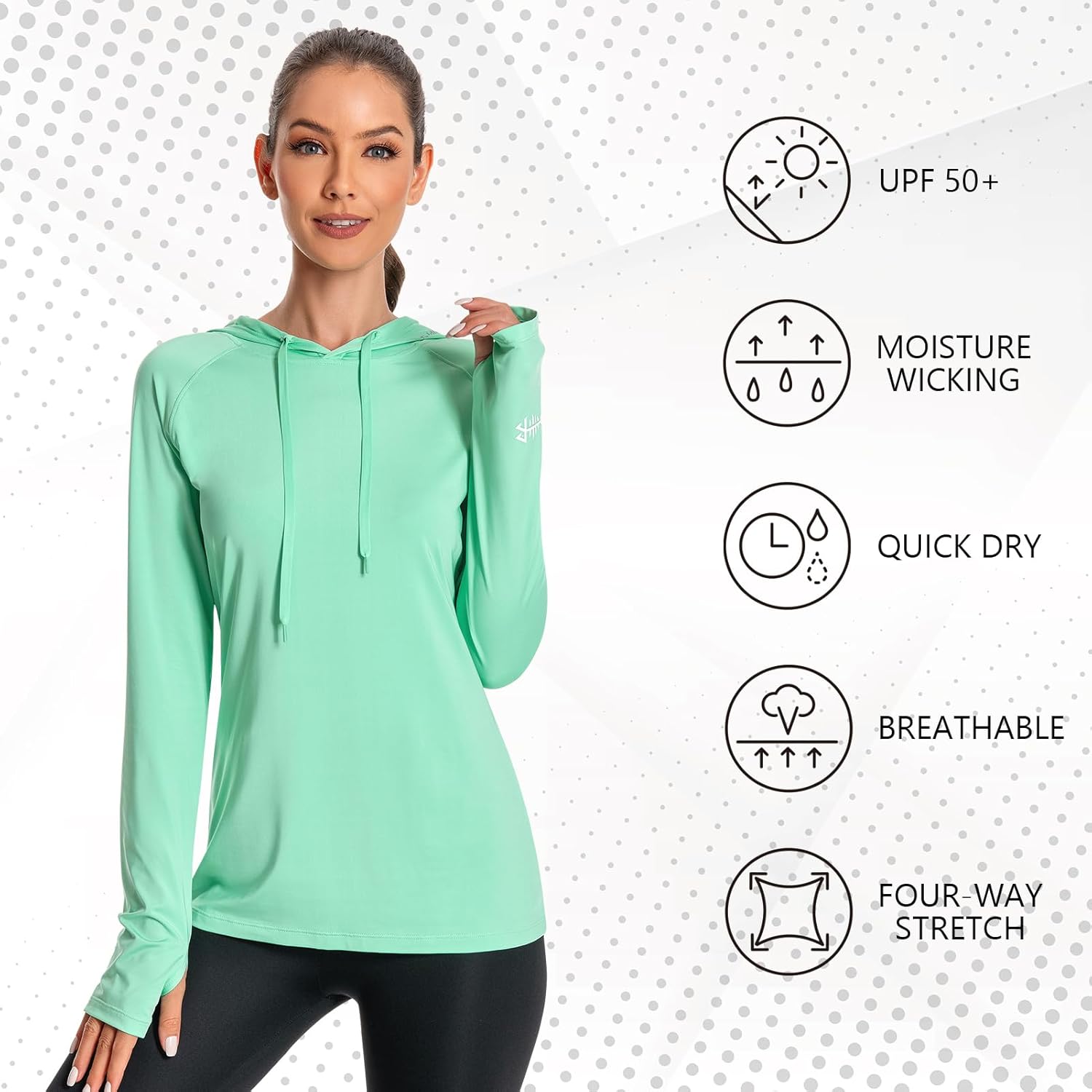 BASSDASH Women’s UPF 50+ Hiking Fishing Hoodie UV Shirt Long Sleeve Outdoor Activewear Breathable Lightweight Stretch