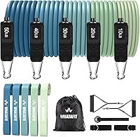 Vista 9 de WHATAFIT Bandas de resistencia, bandas de ejercicio, bandas de resistencia para entrenamiento, bandas de entrenamiento con asas para hombres