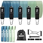 WHATAFIT Resistance Bands, Exercise BandsResistance Bands for Working Out, Work Out Bands with Handles for Men and Women Fitness, Strength Training Home Gym Equipment Blue 16PCS