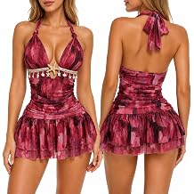 Fcteap Coquette Halter Mini Dress for Women Deep V Backless Ruched Beach Vacation Dress with Starfish Charm Ruffles Sexy Cute
