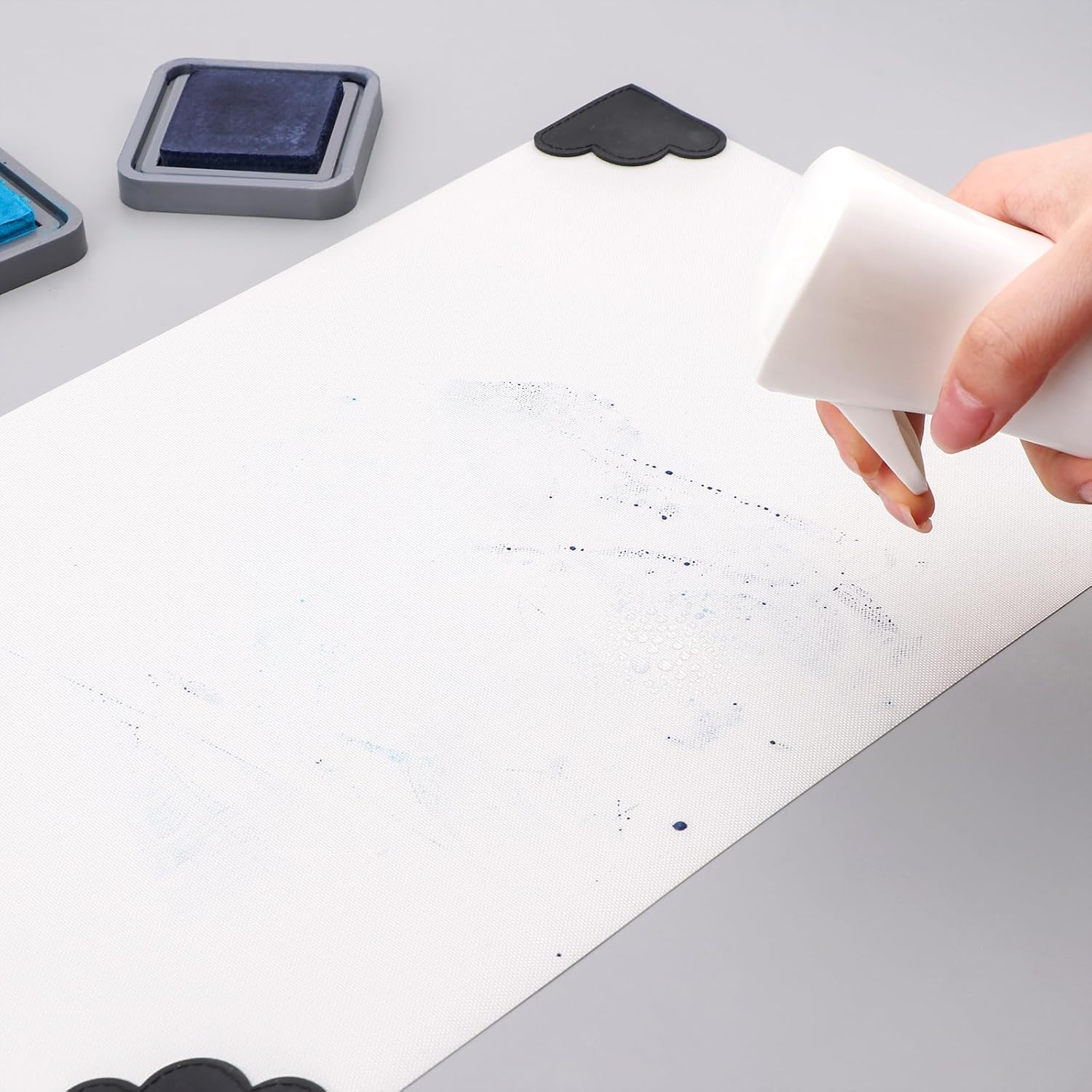 Briartw Heat Resistant Media Surface Mat 15.75x10.24in | Reinforced Corners | Non-Stick Craft Mat Perfect for Stamping, Ink Blending, Stenciling & More! (Includes Protective Film)