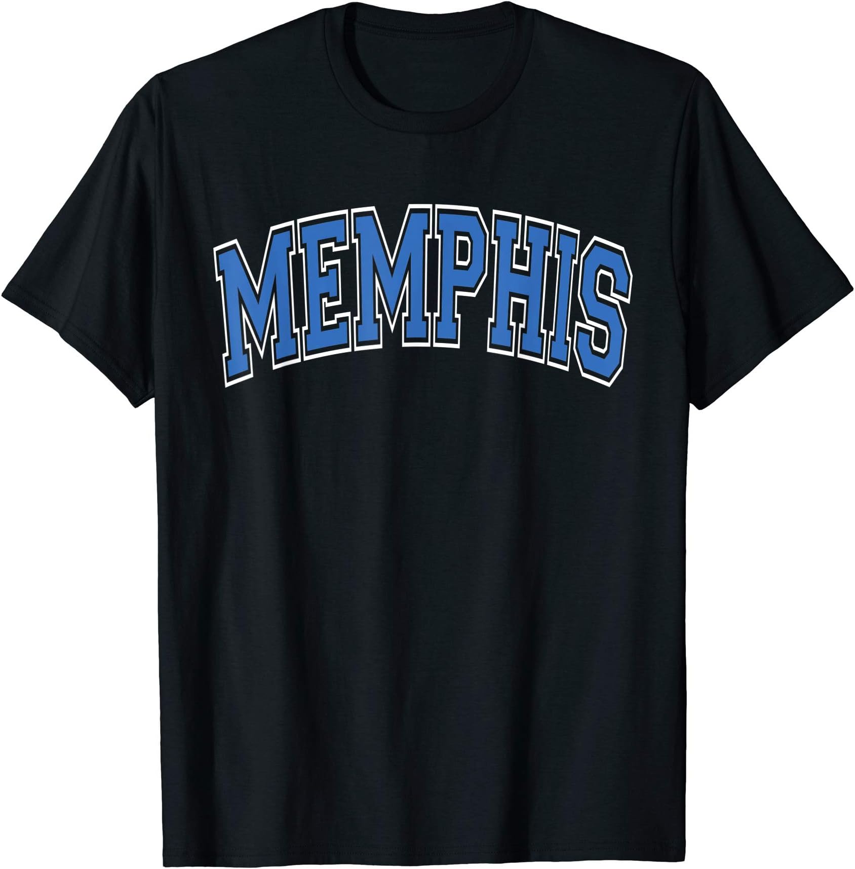 Memphis Arched Blue Text T-ShirtOEKO-TEX STANDARD 100