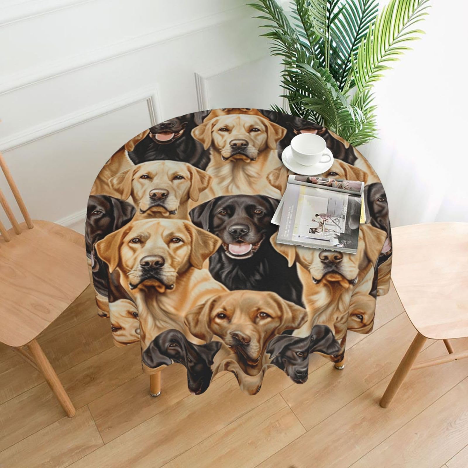 WPKJU Labrador Retriever Dogs Printed Round Tablecloth 60 in Water Resistant Table Cover Washable Table Cloth for Dining Tables