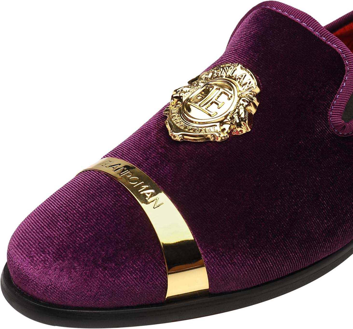 ELANROMAN Men's Velvet Loafers Dress Fashion Wedding Party Prom Shoes - Image 4