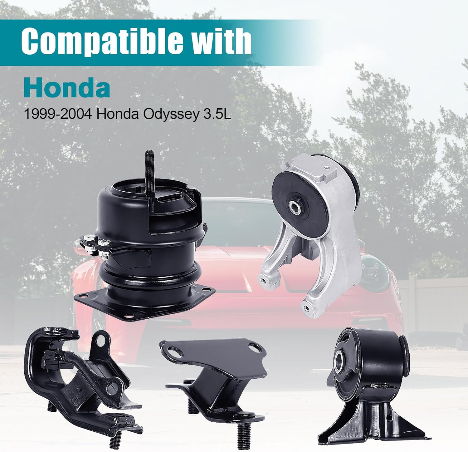 Engine Motor & Transmission Mount Kit 5pcs Compatible with Fits 1999-2004 Honda Odyssey 3.5L Replace A4518 A4519HY A6552 A6579 A6582