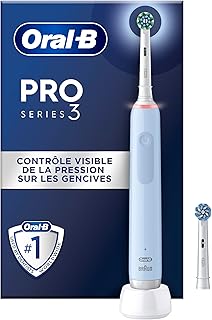 Oral-B PRO 3 3000 Elektrische Zahnbürste/Electric Toothbrush, 2 CrossAction Aufsteckbürsten, mit 3 Putzmodi und visueller 360° Andruckkontrolle für Zahnpflege, Geschenk Mann/Frau, blau