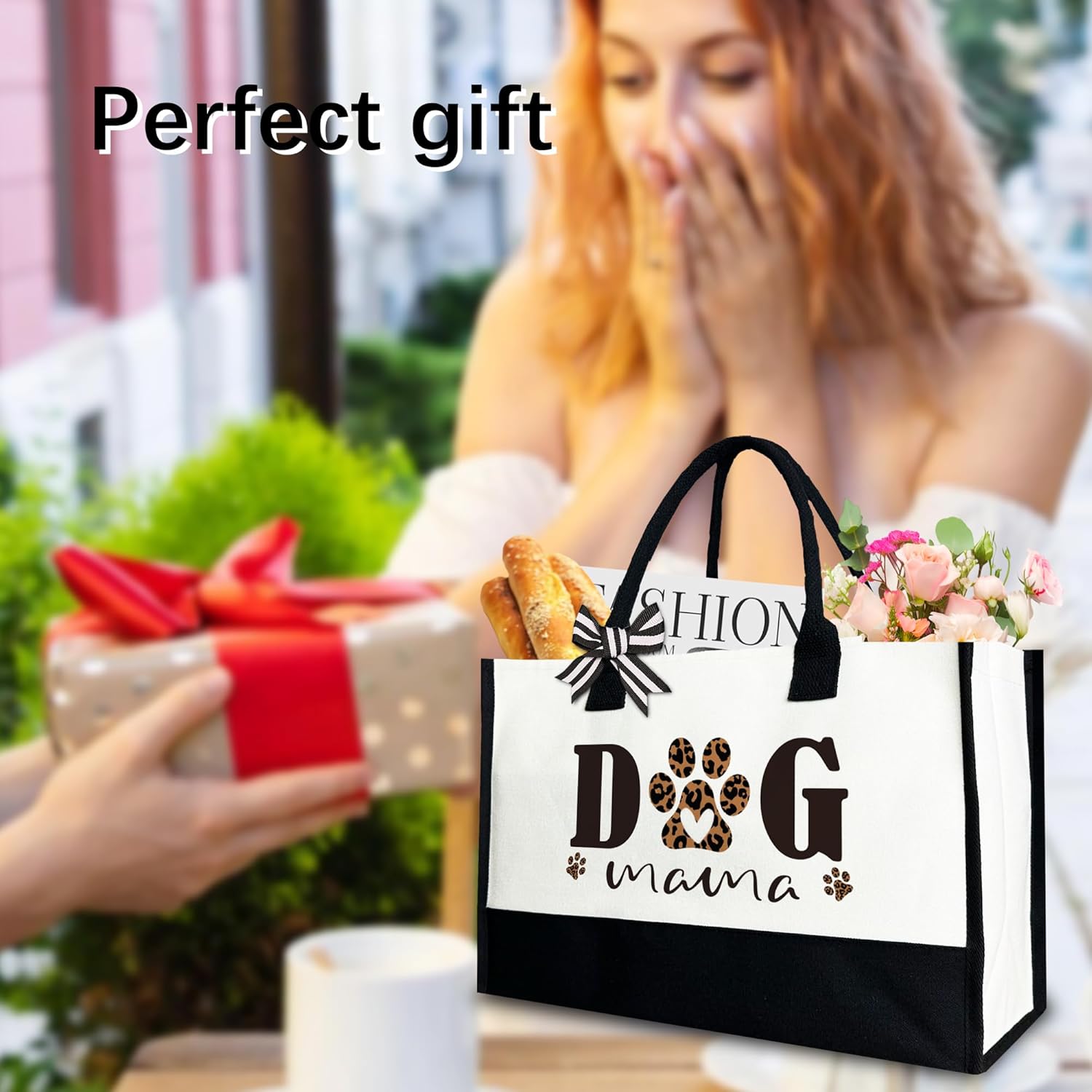 Dog Mama Tote Bag, Dog Canvas Tote Bag Gift for Women, 12x17 inch - Image 5
