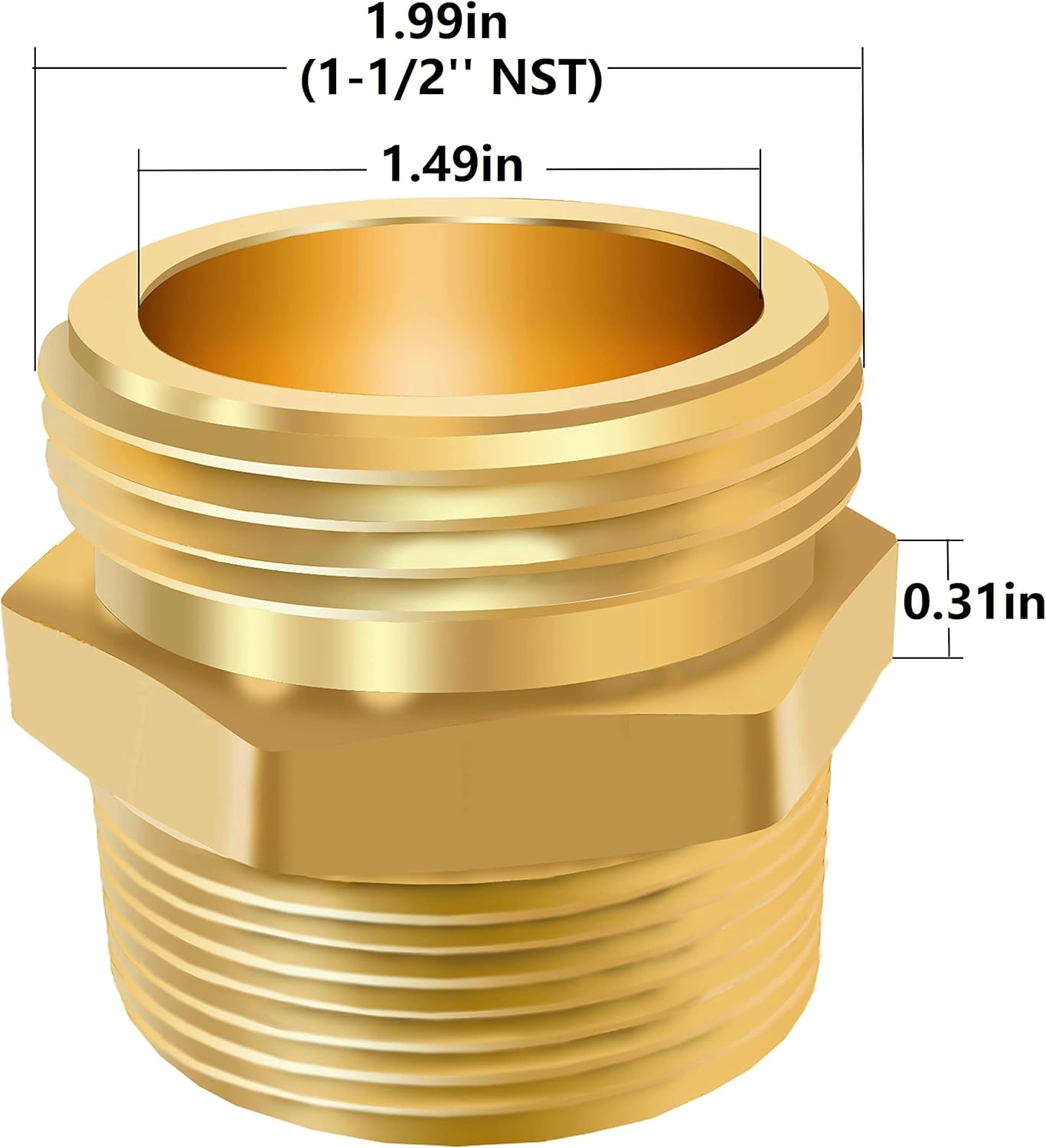 Buy Fire Hydrant Hose Adapter, 11/2 NPT x 11/2 NST (NH) Male Hex
