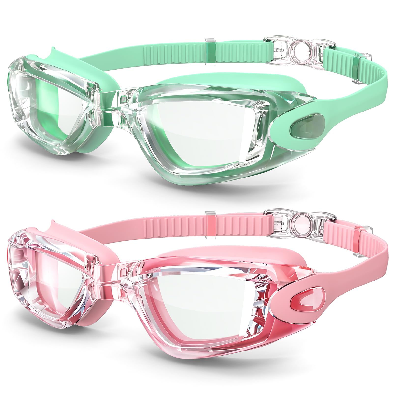 EasYoung Swimming Goggles, 2-Pack Swim Goggles for Adult Men Women Youth, Anti-Fog, UV Protection, No Leaking