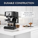 Machine à espresso manuelle De'Longhi Stilosa, machine à café compacte, pression de pompe de 15 bars, buse à vapeur manuelle pour un espresso simple et double authentique, lattes et cappuccinos, tamper inclus