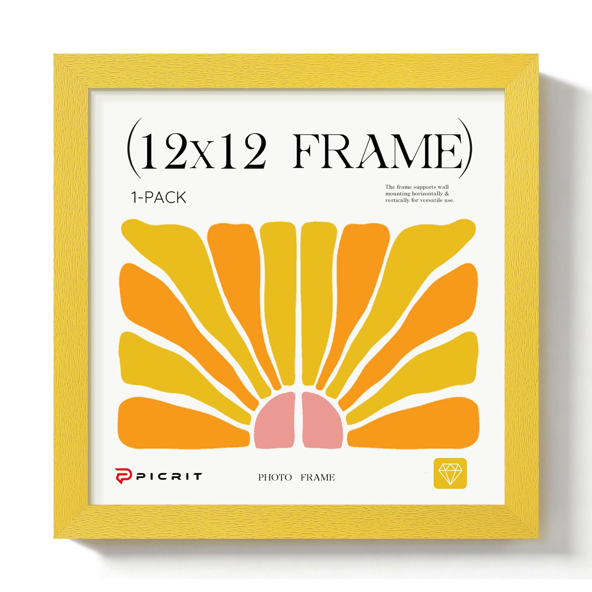 Picrit 12x12 Picture Frame, Photo Frame for Wall, Mustard Yellow