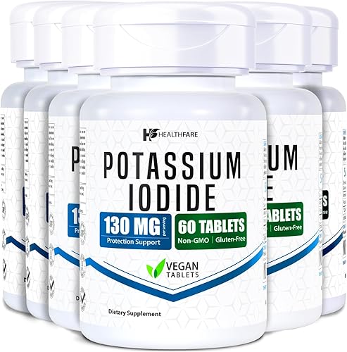 HealthFare Tabletas de disolución rápida de yoduro de potasio de 130 mg paquete de 6 - 360 tabletas EXP 052032 - Ki Pills disponible en Yaxa Colombia