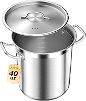 Vista 10 de Olla de Acero Inoxidable con Tapa – 24 Cuartos (6 Galones) Olla de Cocina Resistente para Sopa, Guiso, Pasta – Uso Comercial y Doméstico, Fácil