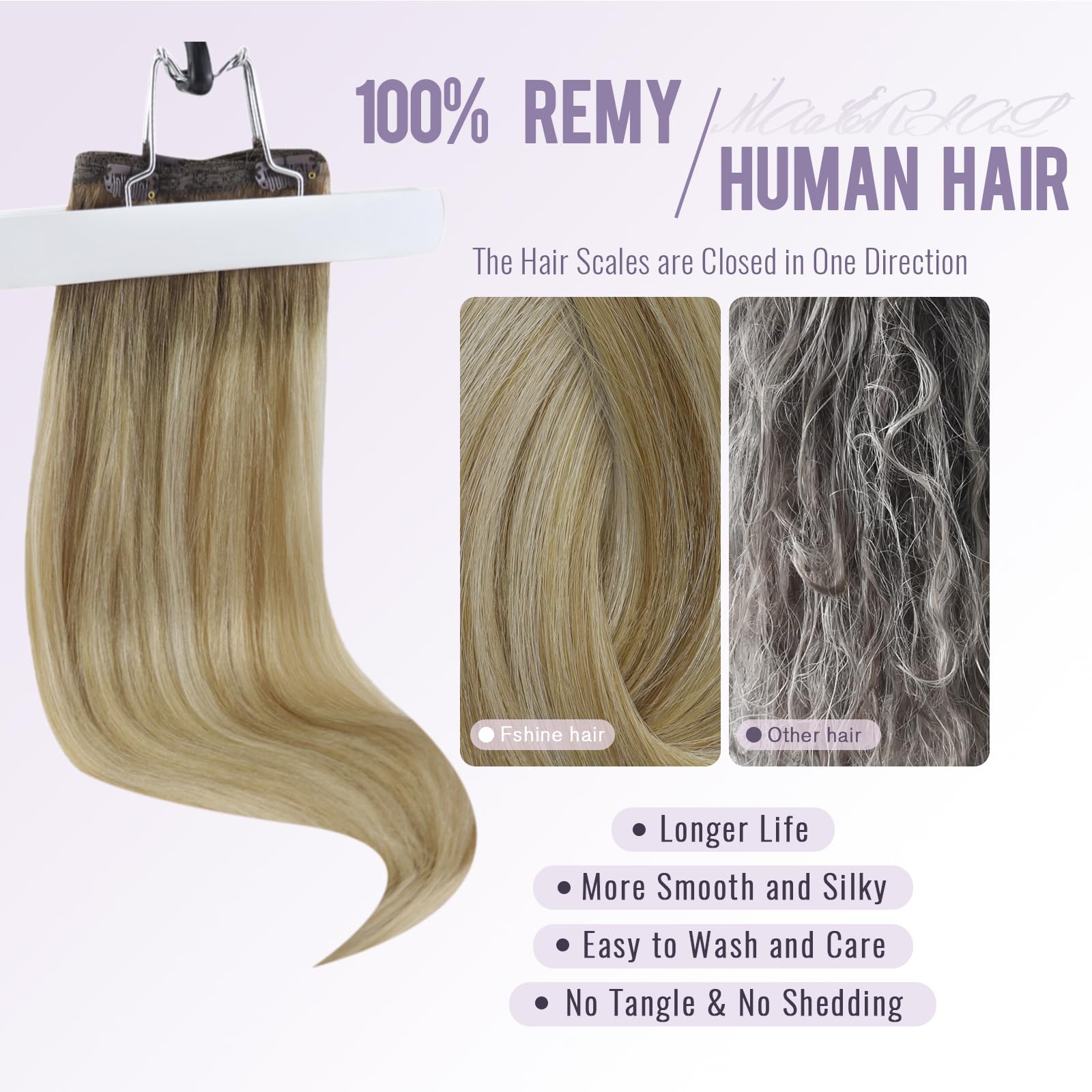 Fshine Extension Capelli Veri Clip 40.6cm 50g 3pcs Castagno Marrone Ombre Bionda Mix Platino Bionda Capelli Veri Umani Naturali Extension Capelli Veri