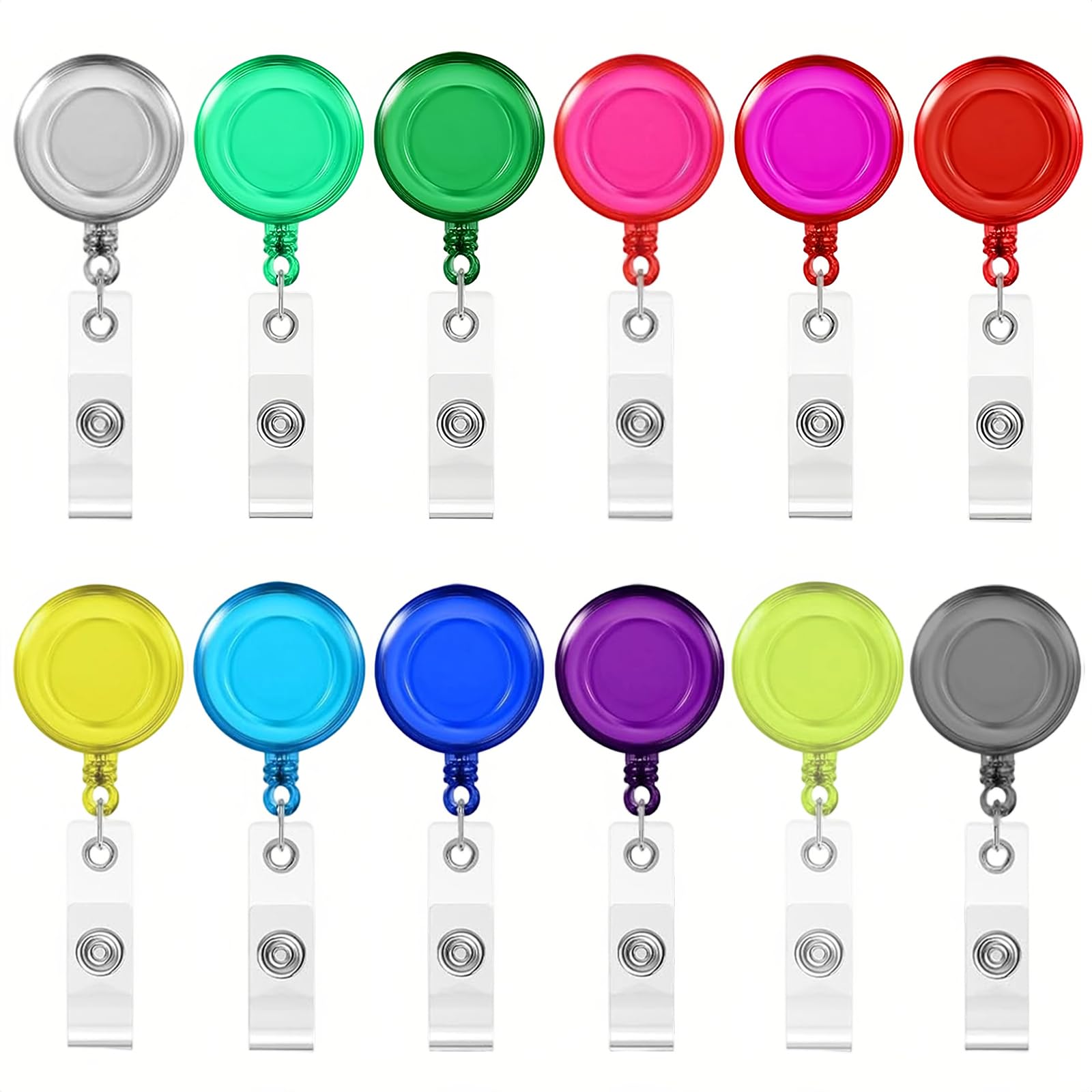 12 Pcs Retractable Lanyard, Retractable Badge Reel Clips Holder, Keyring Badge Reels Clip for Hanging ID Card Name Key Chain