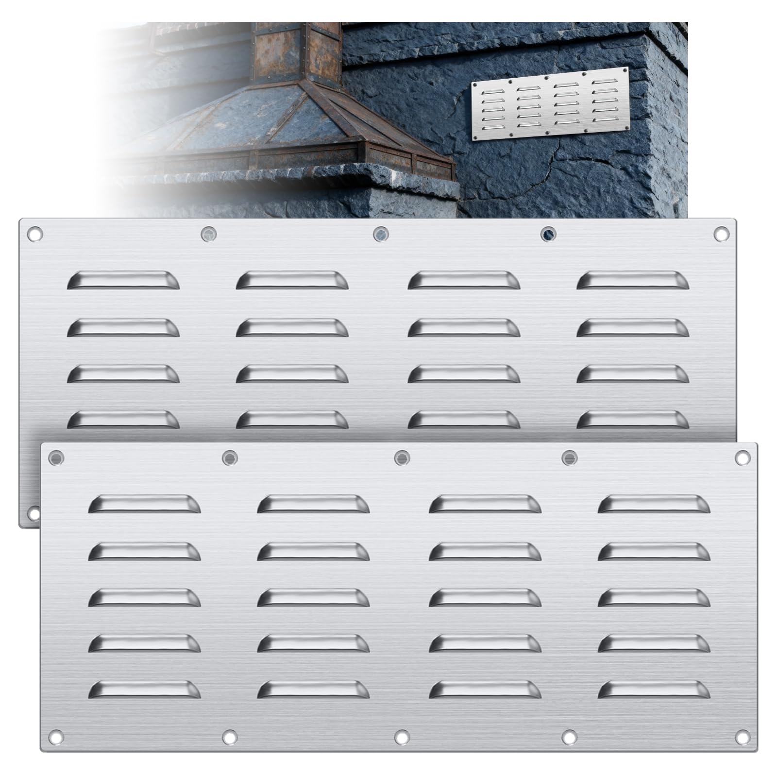 Photo 1 of **ONLY ONE**
Demimy Vents for Outdoor Kitchen, 304 Stainless Steel BBQ Venting Panel for Grill Accessory, 15" by 6-1/2" (20 Venting Slots), Vent Cover for Masonry Fire Pits, Weather Resistant, 2 Pack