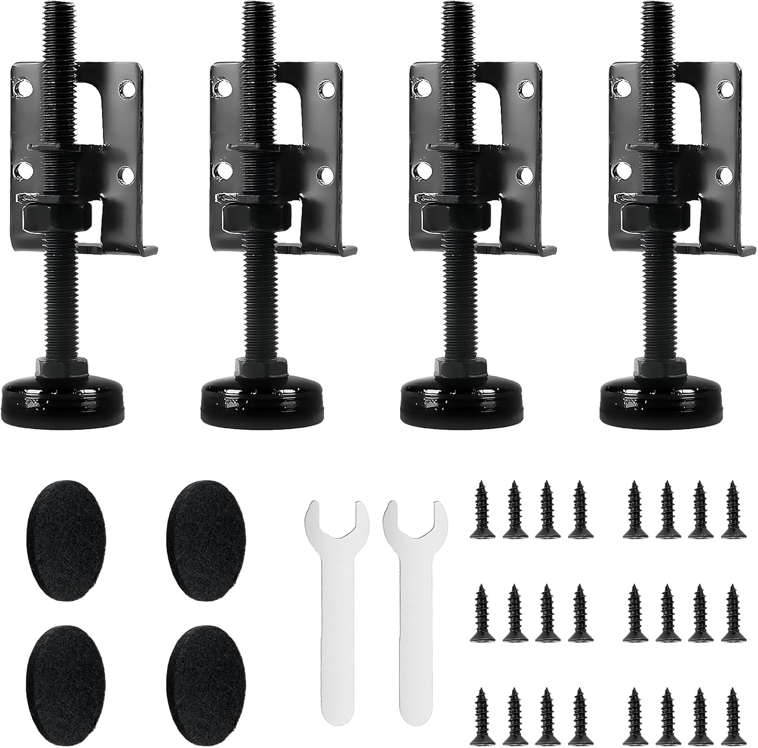 4 Pack Heavy Duty Leveling Feet Furniture Levelers Adjustable Furnitures Feet Furniture Leveler Leg Adjustable Load Levelers for Workbench Table Cabinet Wardrobe Furnitures Foot (Black)
