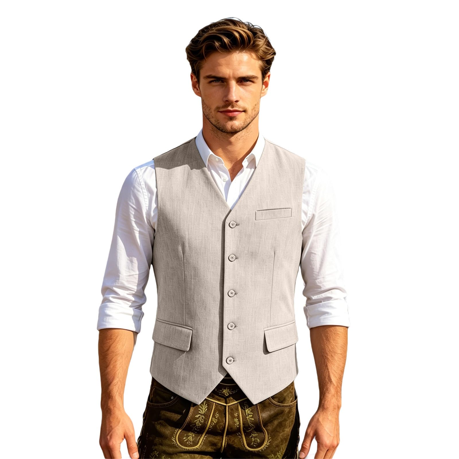 Chaleco de lino para hombre con corte regular fit 8
