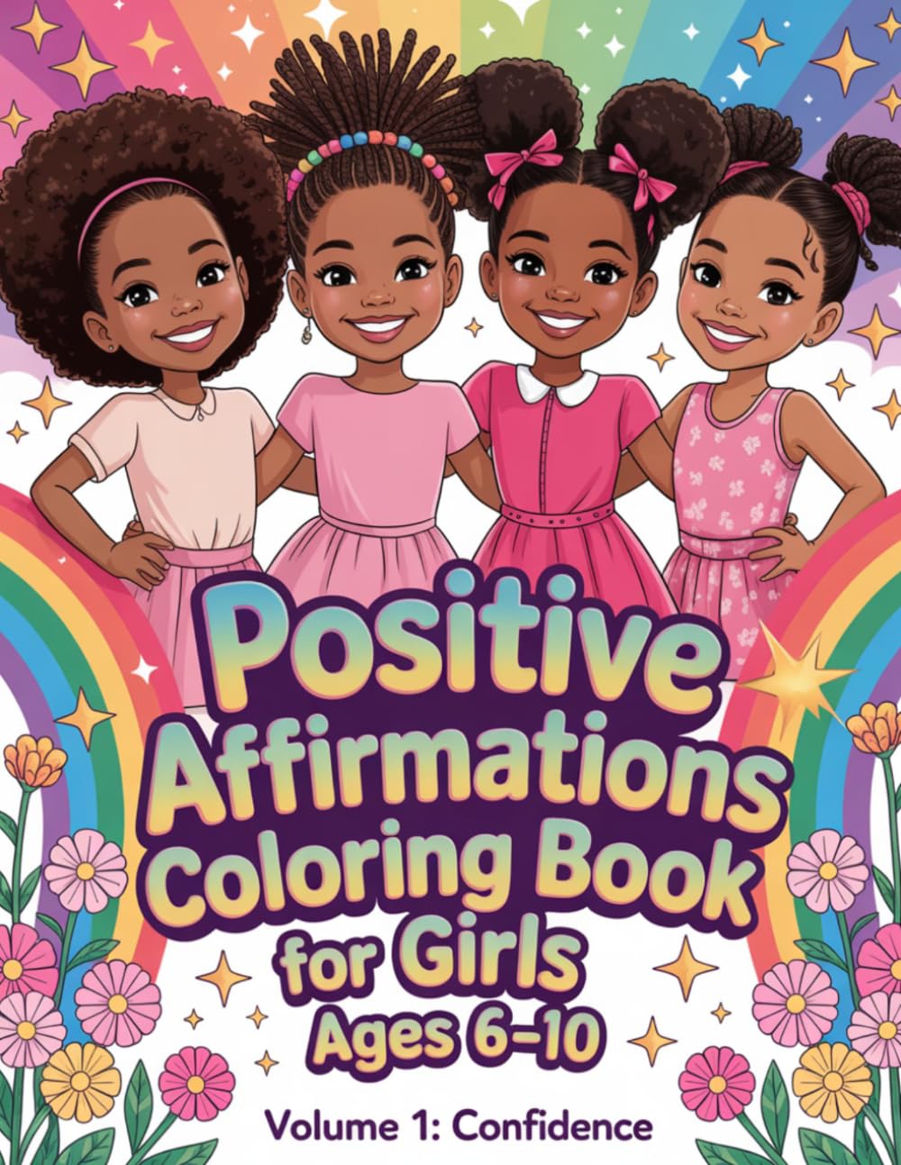 Positive Affirmations Coloring Book For Girls Ages 6-10: Volume 1- Confidence