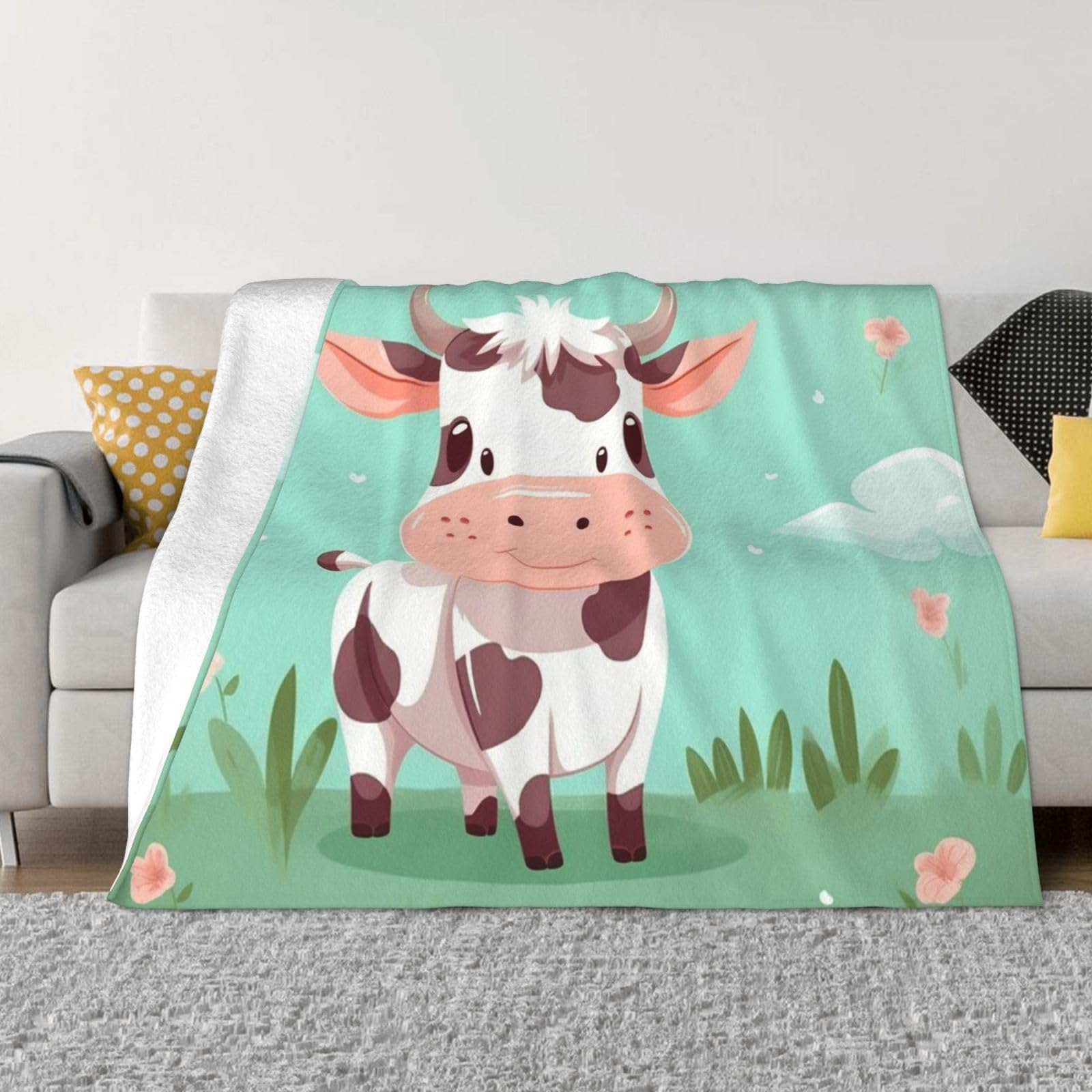 Couverture canapé vache 203x152 cm en flanelle pour des soirées cocooning