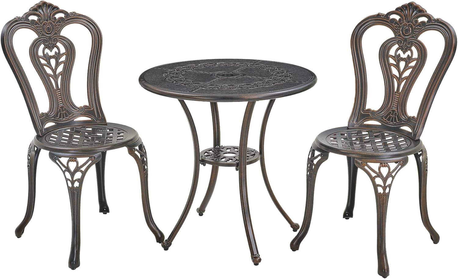 Clihome Patio Bistro Set of 3 Bistro Table and Chairs Outdoor Bistro Set Patio Table Patio Dining Chairs Outdoor Dining Table and Chairs for Patio Backyard Park Garden Poolside, Bronze