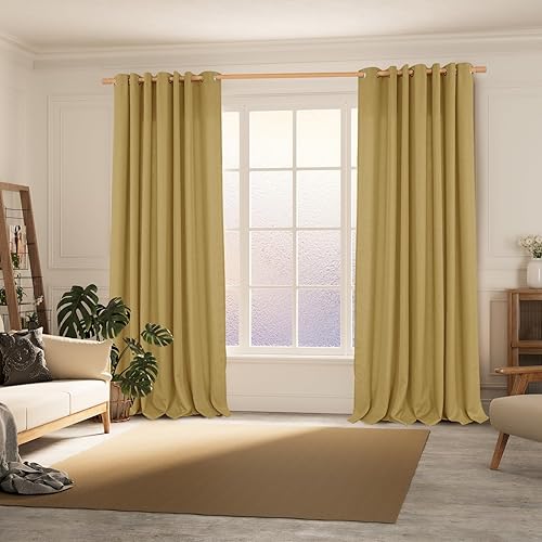 Miniatura 2 de BGment Cortinas de lino sintético para sala de estar de 84 pulgadas de largo, juego de 2 paneles, cortinas largas gruesas con textura de arpillera,