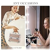 Vista 3 de FRENESSA Makeup Case Train Case Portable Makeup Box with Mirror Lock Box Travel Cosmetic Train Cases Hard Makeup Organizer for Nail Craft Storage