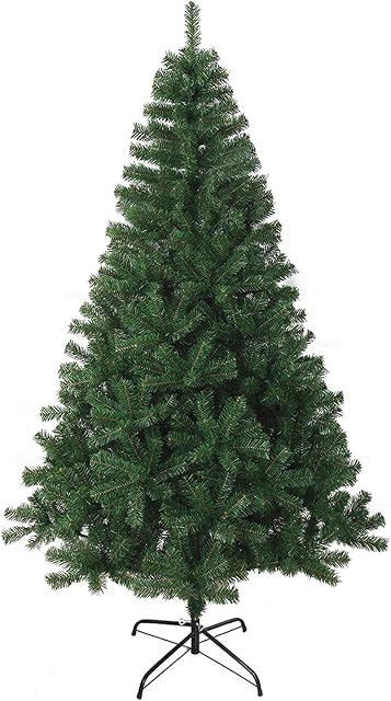 Keplin 5ft Green Artificial Christmas Tree | Lush Pine Effect PVC Xmas Tree With Sturdy Metal Stand | Thick & Bushy Quality Fibre Branches For a Realistic Natural Xmas Tree Look (1.5m)
