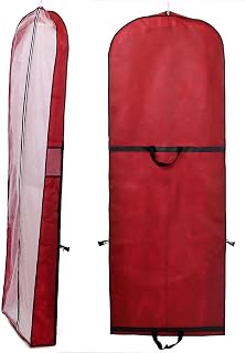 Kaxin KXB-101 – Bolsa portatrajes (para vestidos de novia o de fiesta, trajes, abrigos, aprox. 180 cm, cierre de cremallera, 2 bolsillos para accesorios), color rojo oscuro