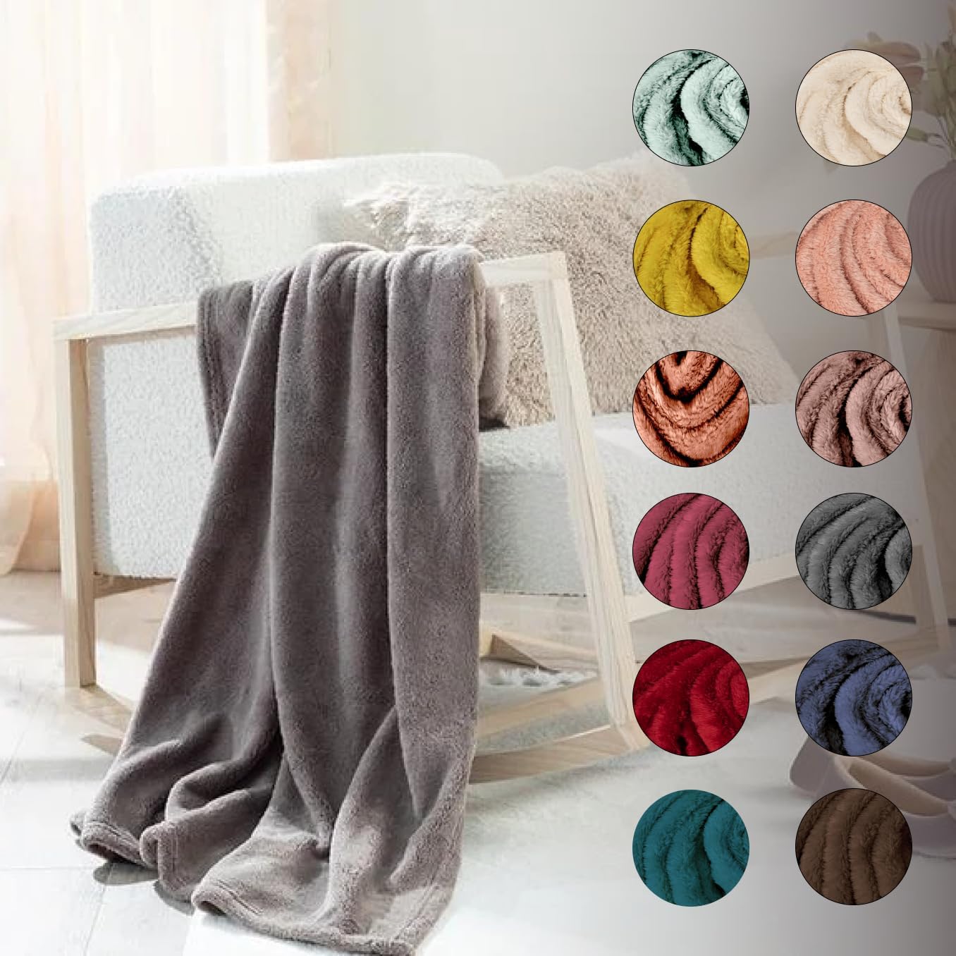 English Home Fleece Throw Blanket,Soft Plush Blanket for Couch Sofa or