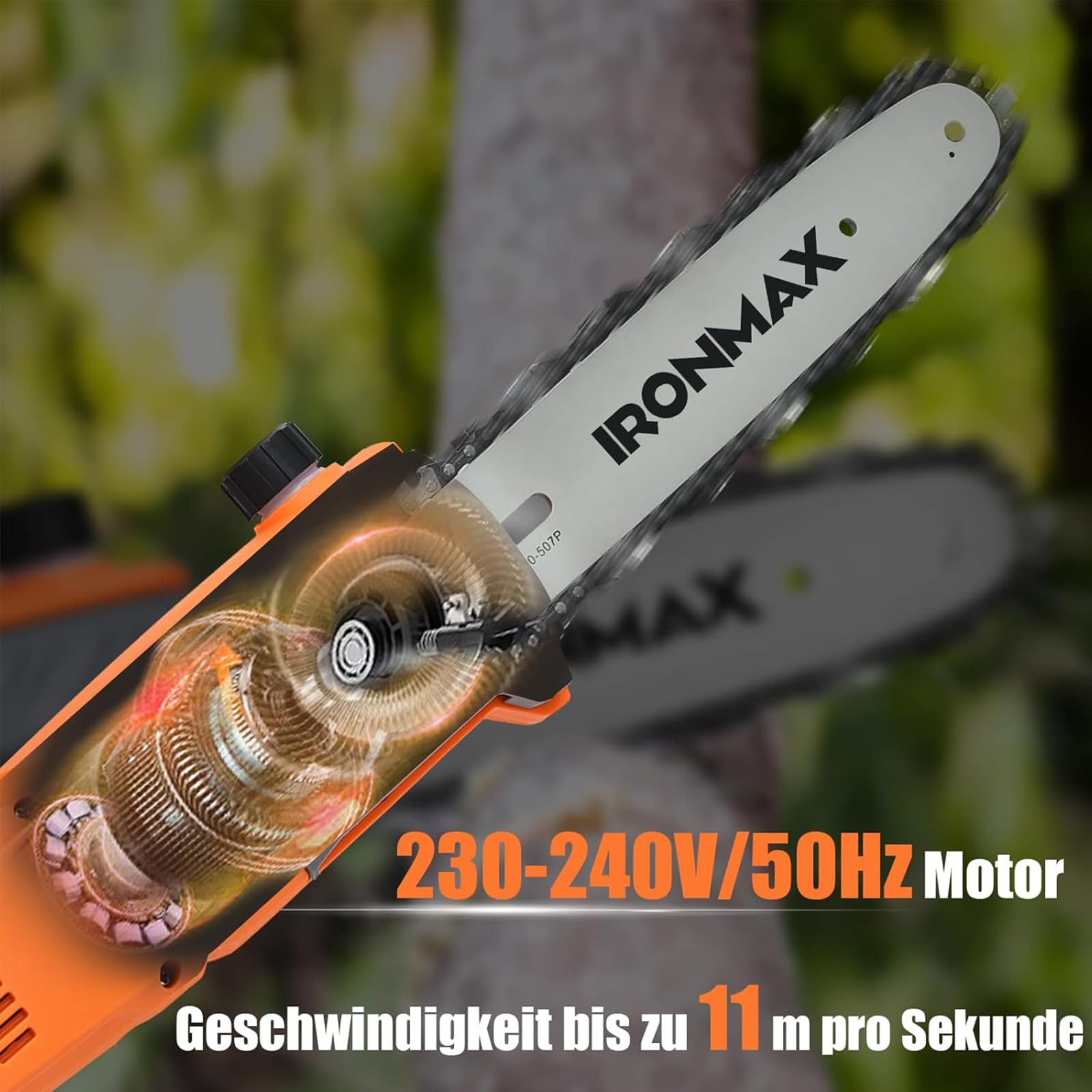 GOPLUS Elektro-Hochentaster, Teleskop Astsäge -750 W | mit abwinkelbarem Kopf | bis 286cm ausziehbar | 25 cm Schwertlänge | Kettengeschwindigkeit 11 m/s, Elektrische Kettensäge Profi-Astsäge Motorsäge