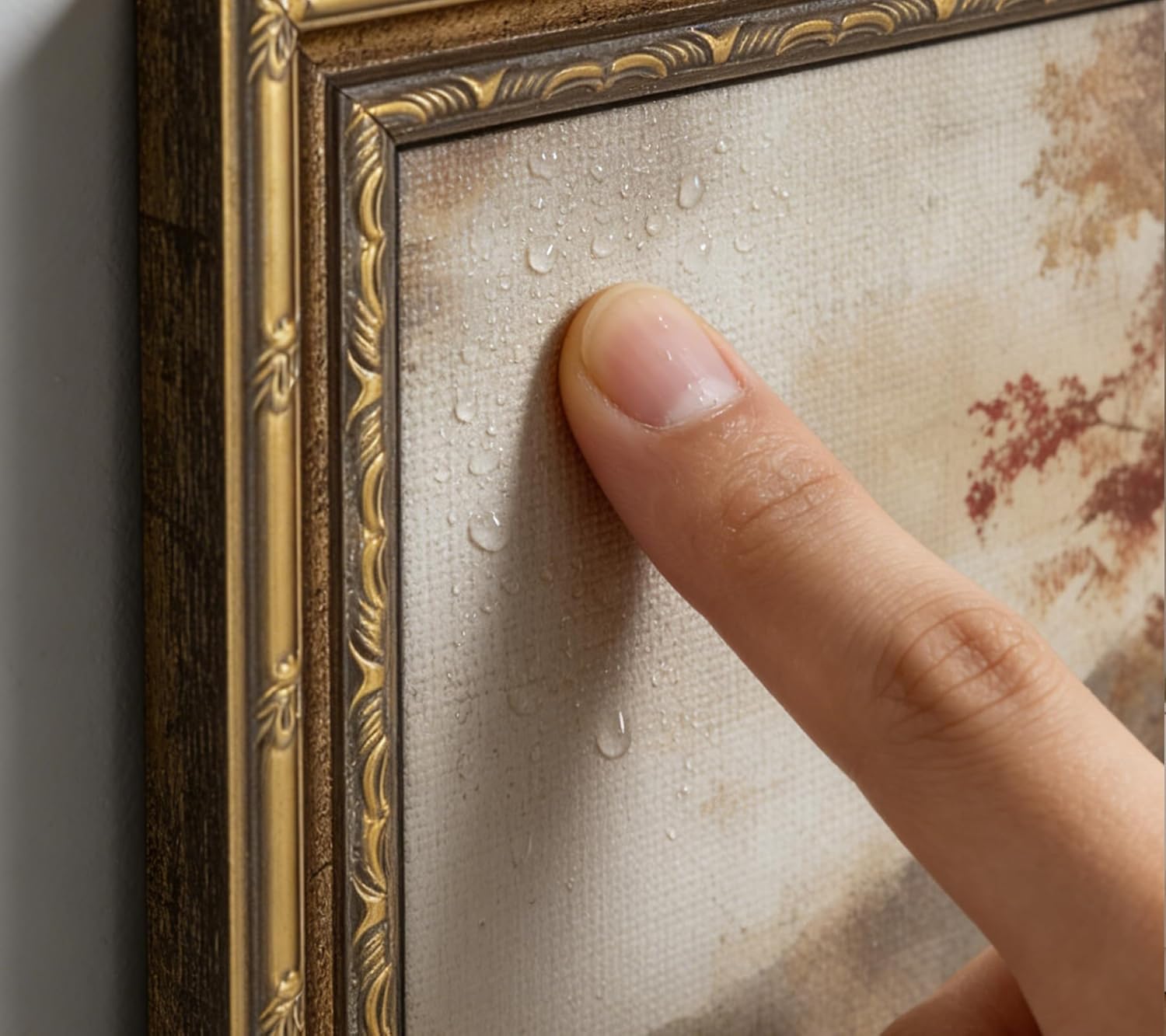 Gold Framed Vintage Fall Landscape Canvas Wall Art, Rustic Moody Lakeside Painting Picture Wall Decor,Autumn Nature Lake Poster Print Artwork, for Living Room Farmhouse Home Decoration 12x16in