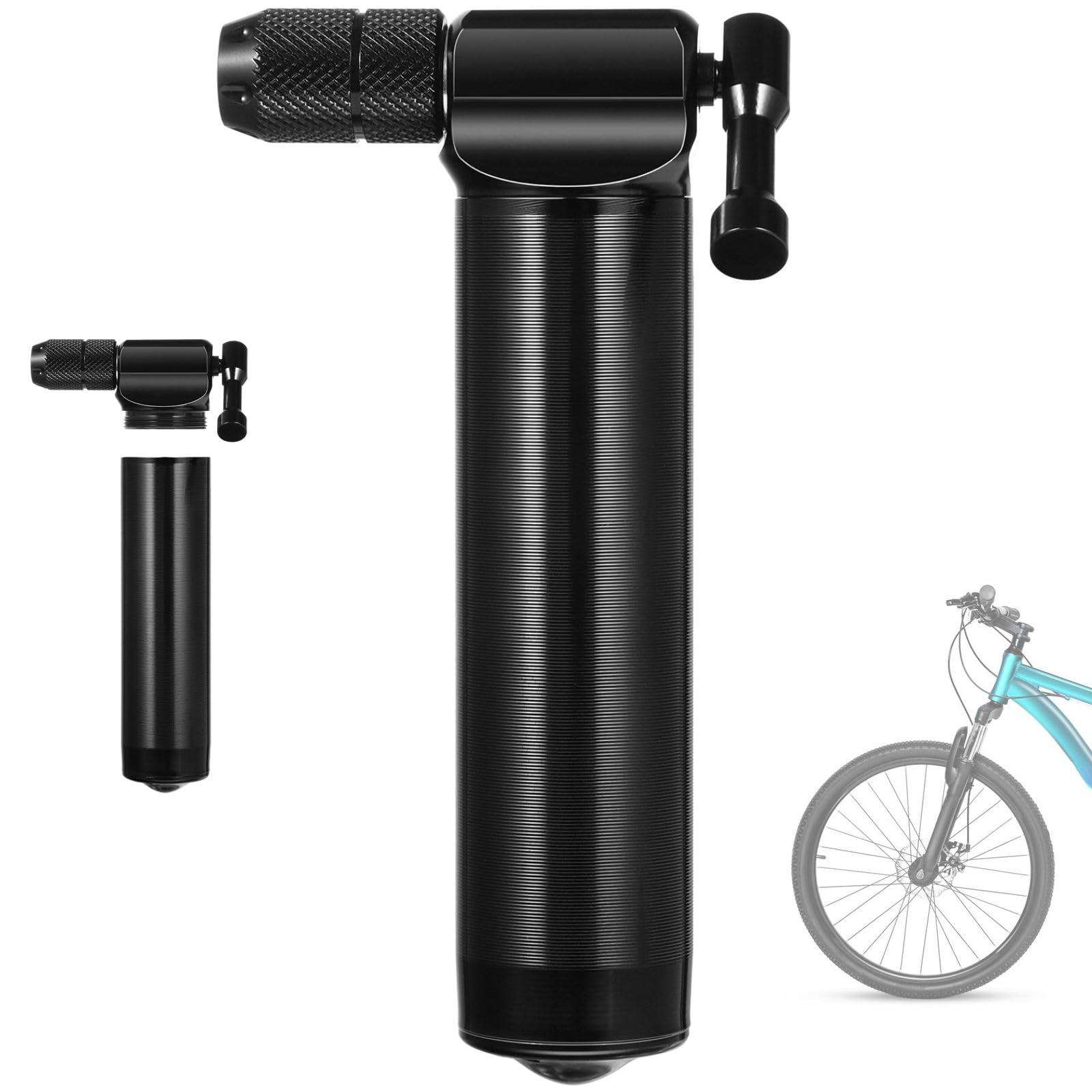 CO2 Fahrradreifen-Inflator, Mini-CO2-Fahrradpumpe für Schrader-Ventile, kompakt und leicht, füllt in Sekunden, passend für 12 g, 16 g, 20 g, 25 g CO2-Kartuschen, ohne Kartuschen
