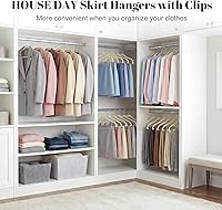 Vista 8 de HOUSE DAY - Perchas de terciopelo para faldas, paquete de 36, perchas de terciopelo beige para pantalones con clips ajustables, perchas delgadas que