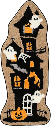 Miniatura 8 de Phantoscope Alfombra con forma de casa embrujada, tapete suave para puerta delantera, antideslizante, tapete decorativo gótico de Halloween para