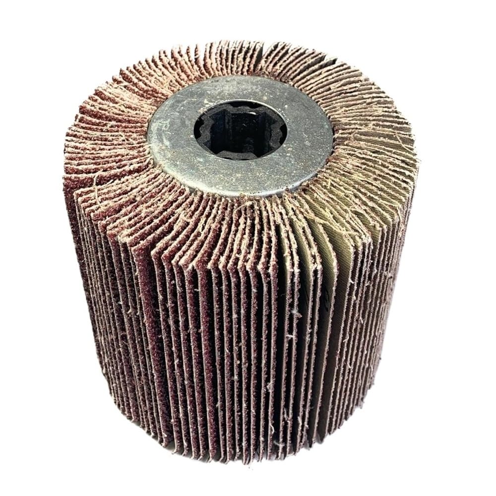 Rueda de bruñido con trefilado Rueda de lija 120 x 100 19 mm, rueda aletas abrasivas grano 60/80/120/180/240/320 for pulidora(60)