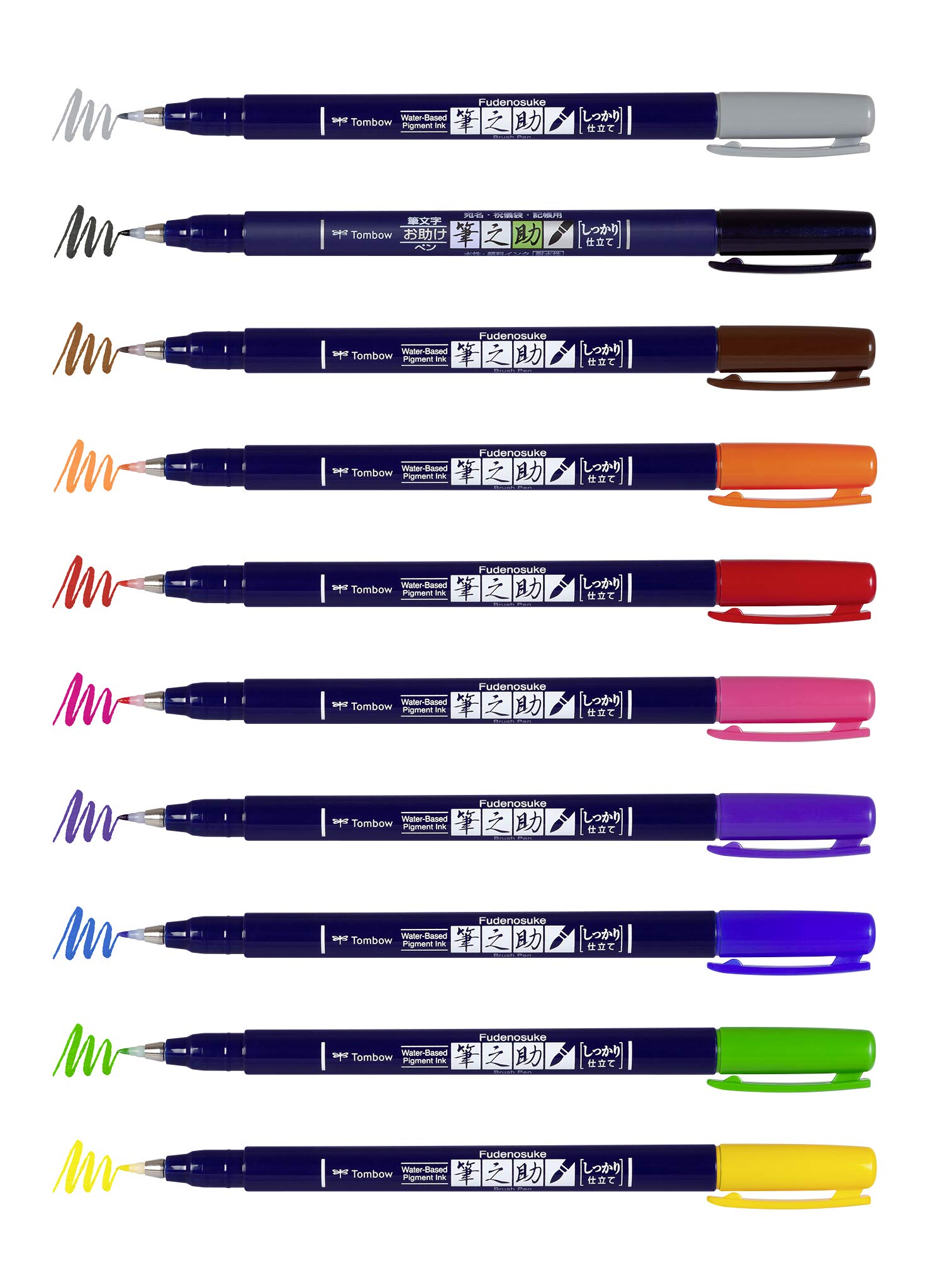 Tombow WS-BH-10P Fudenosuke kolorowe pisaki pędzelkowe (opakowanie 10 szt.)