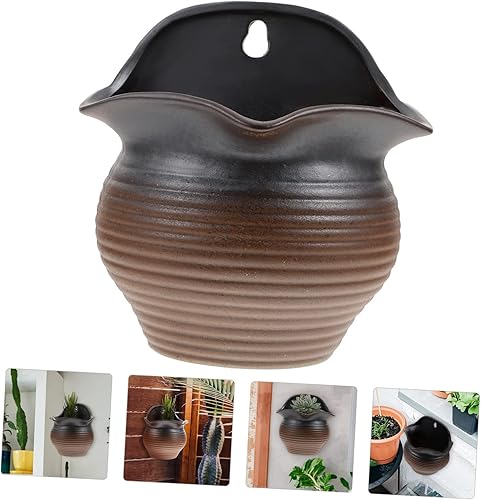 Miniatura 8 de GANAZONO 1 pieza de lavabo colgante decoración floral decoración de cama macetas montadas en la pared mini maceta colgante de cerámica maceta bonsái