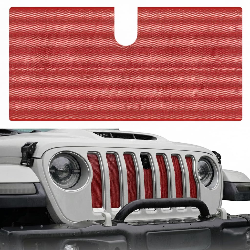 Xprite Red Grill Insert Compatible with Jeep Wrangler JL JT 2018-2026
