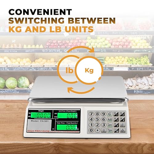 Miniatura 2 de Bonvoisin Báscula de computación de precios de 66 libras recargable para pesar alimentos comercial con 5 accesos directos báscula electrónica de