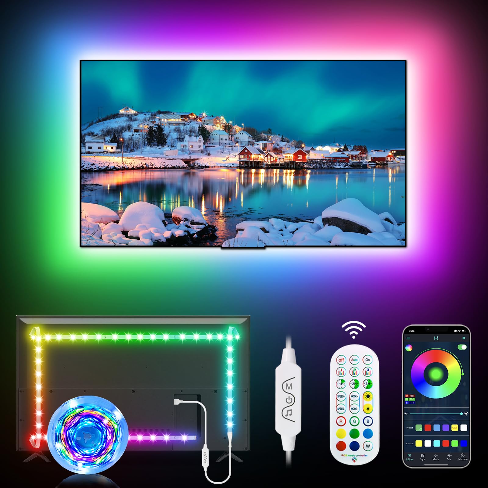 Daymeet TV LED Backlights, 5M TV Lights for 55-85 inch TV