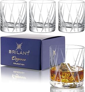 Cross Line Whiskey Gläser Set – Hochwertige Whisky aus Präzisionsglas, Tumbler Glas mit modernem Design, ideales Whisky-Gläser Set für Genießer und als Geschenk, 4 Stk.