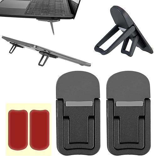 Bewudy Elevador de teclado portátil de 2 piezas, ajuste de ángulo de inclinación doble, elevador plegable para laptop, soporte autoadhesivo para