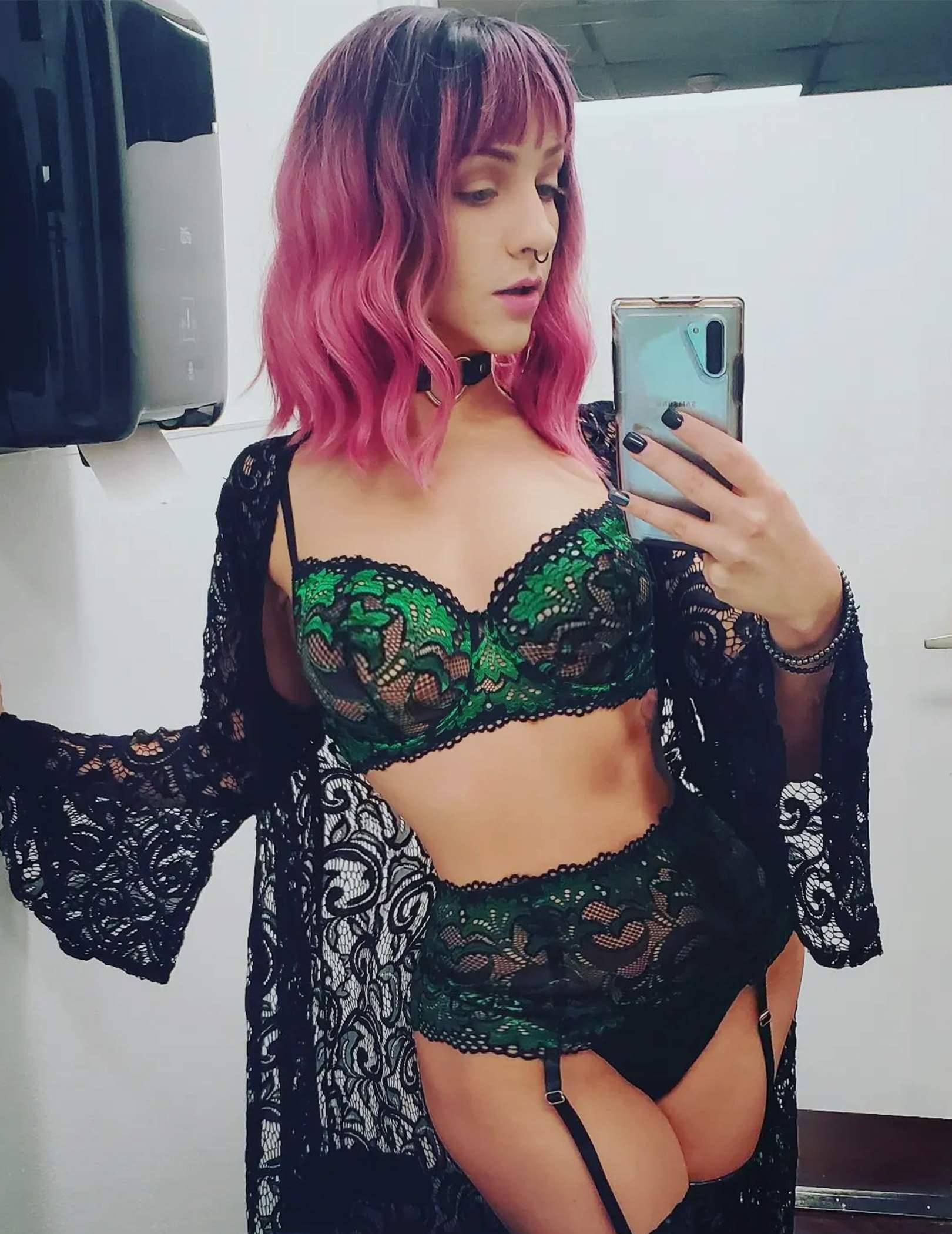 Avidlove Women Lingerie Set High Waisted Underwire Lingerie With Garter Belt Lace Babydoll: Small Green