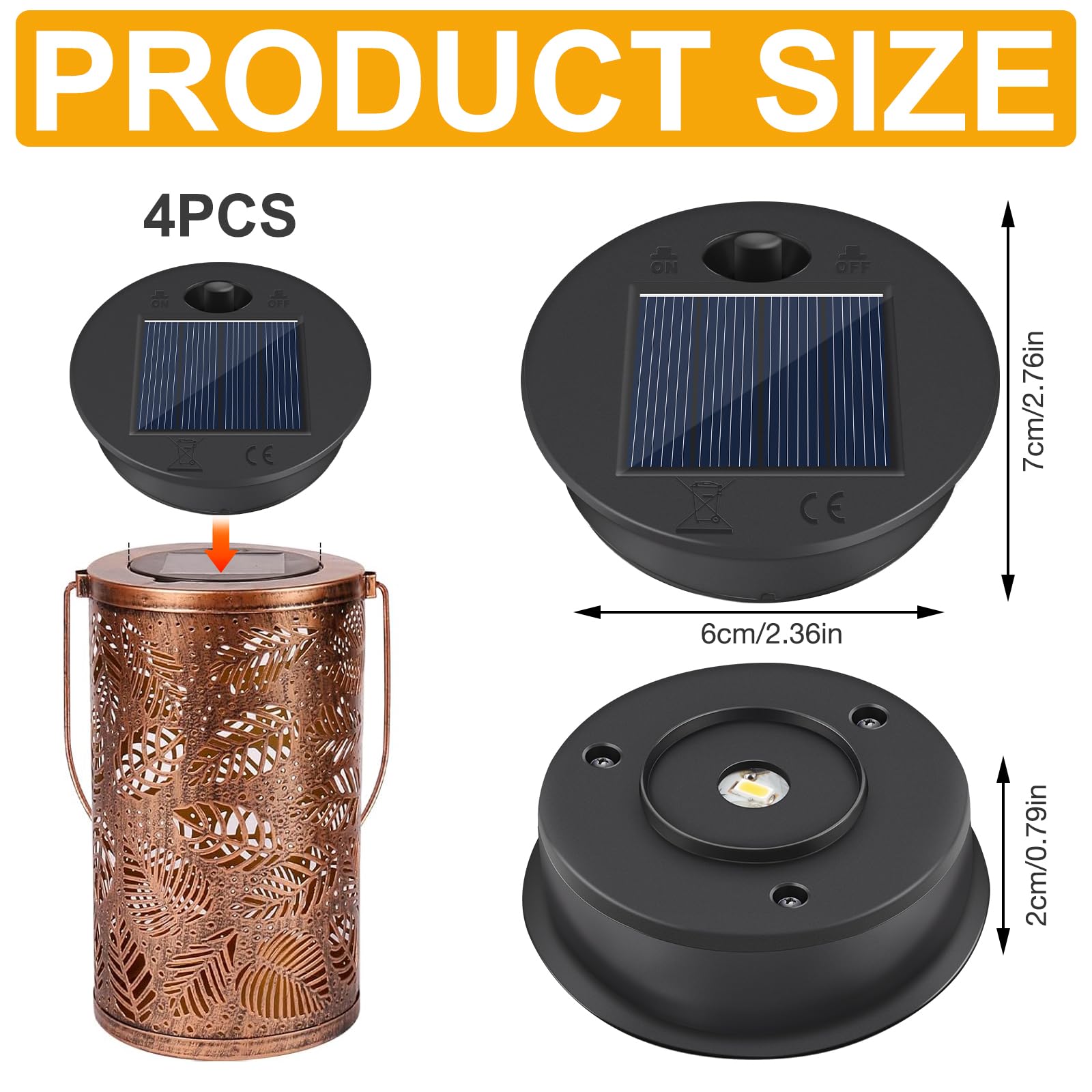 Lot De 4 Panneaux Solaires De Rechange 8 Cm - LED Blanc Chaud Et Multicolore, étanche IP65 | Pour Lampes De Jardin, Projets DIY
